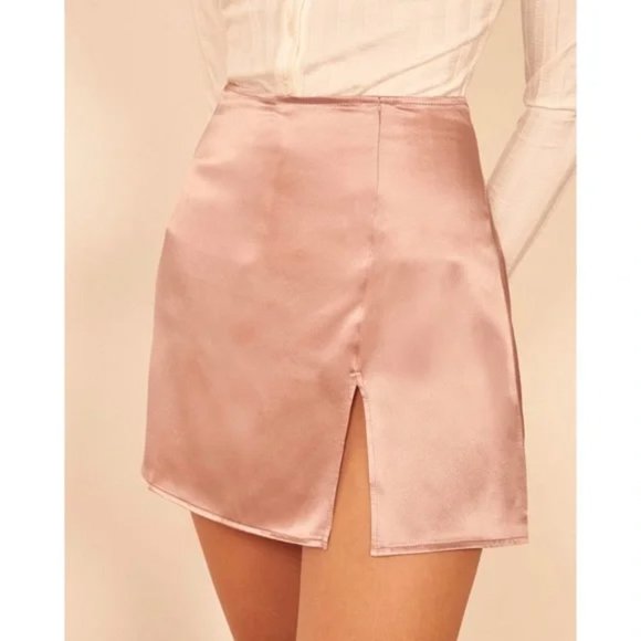 REFORMATION Robbie Silk Skirt in Blush - Picture 5 of 6